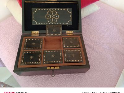 Antique ebony jewelry box