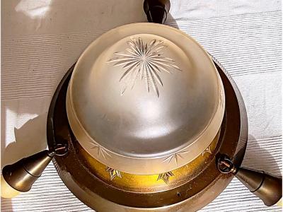 antike, sehr dekorative Deckenleuchte, Messing und Kristall, Jugendstil