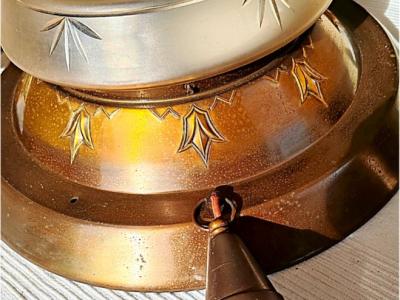 antike, sehr dekorative Deckenleuchte, Messing und Kristall, Jugendstil