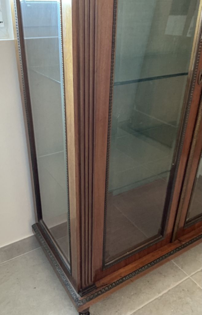 Vitrina antigua Luis XVI / Neoclasicismo, placa de mármol, aprox. 160 x 85 x 43 cm