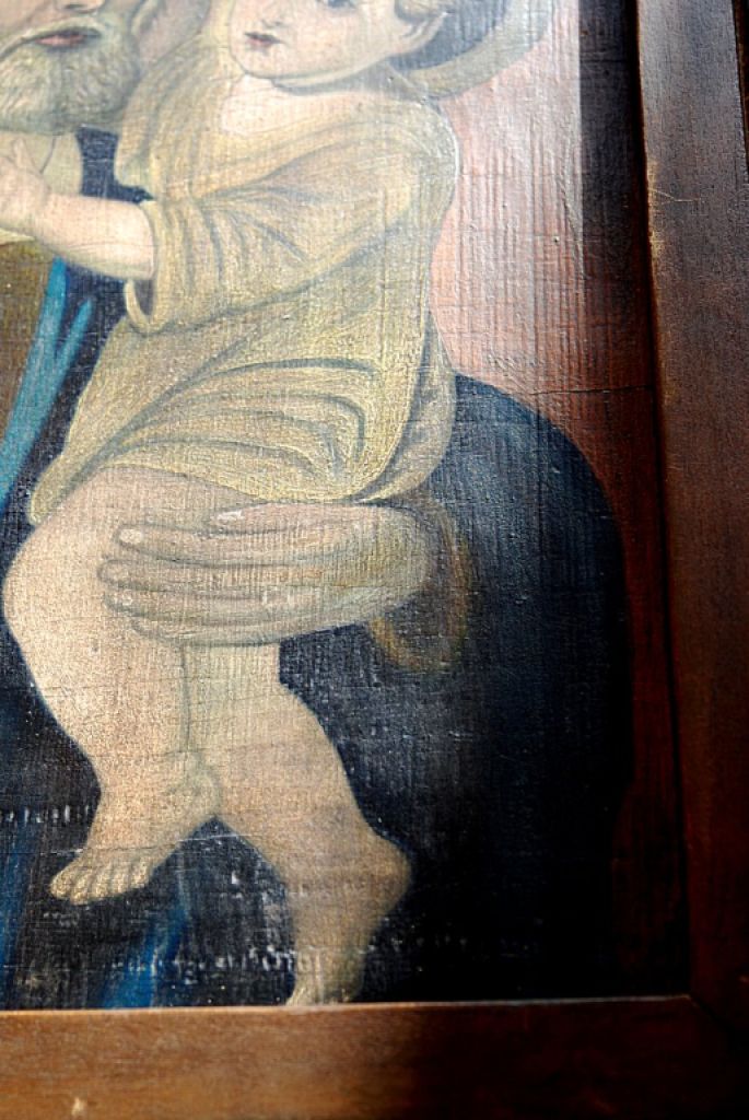 antikes Gemälde, heiliger Josef mit Jesuskind