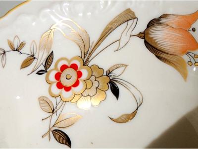 Antique Tettau Coffee Service (40 pieces) 12 persons Ivory Porcelain Gold Rim 1950s