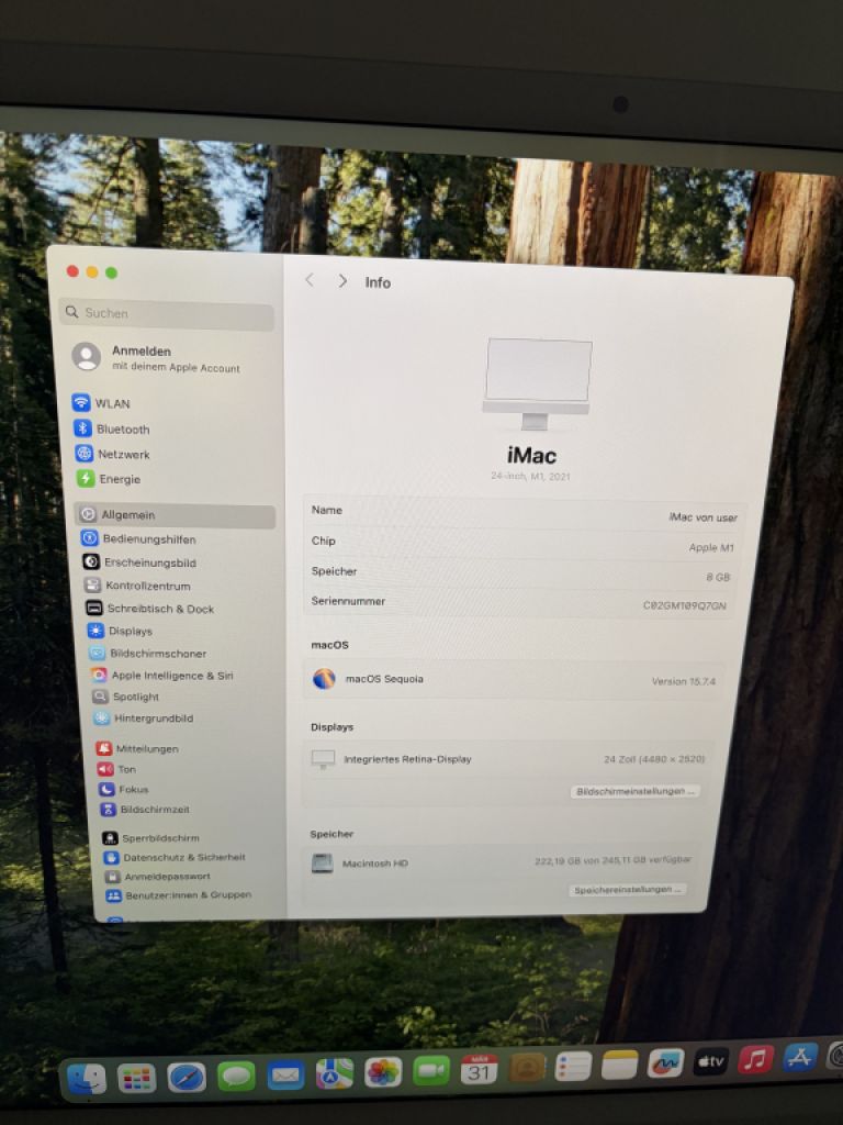 Apple iMac 24” (2021) – 8GB RAM, 256GB SSD – Excellent condition