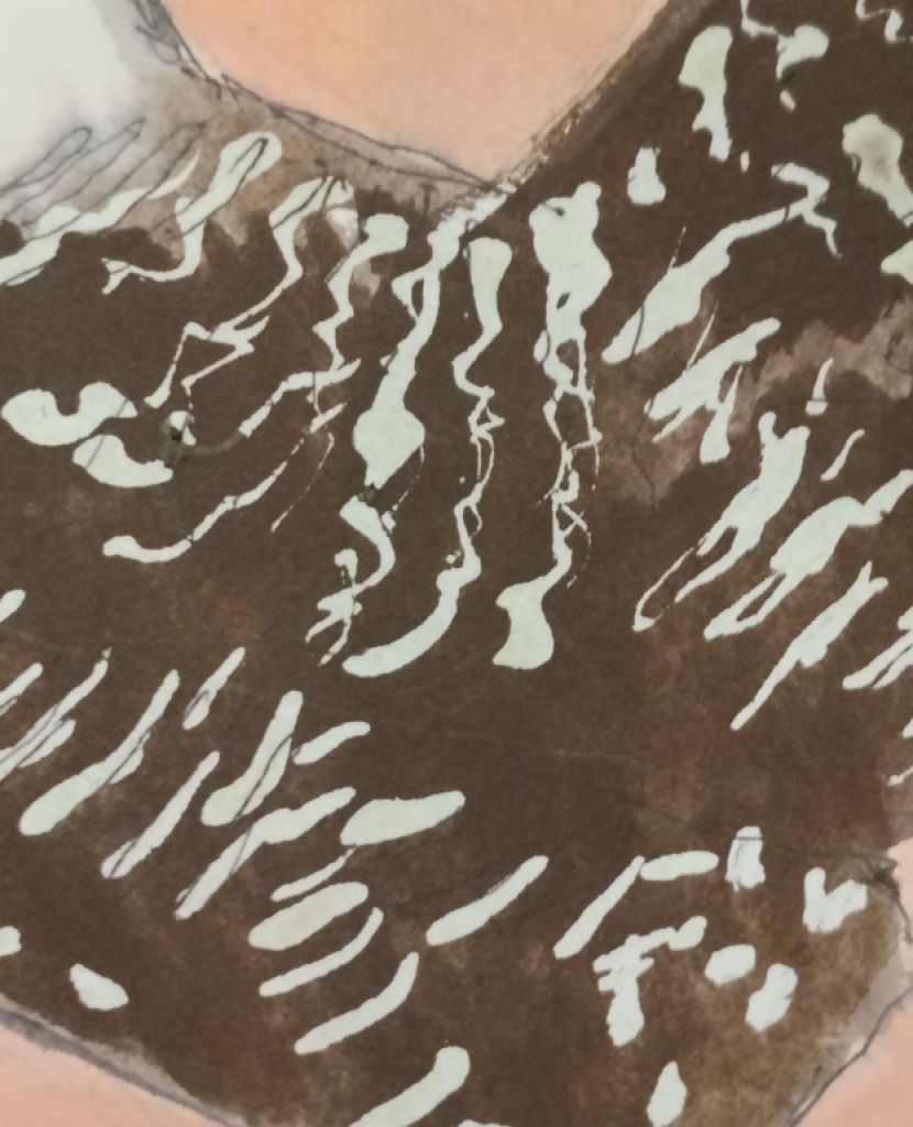 Watercolor of a hen in black and white