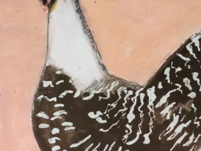 Aquarell einer Henne in Schwarzweiß