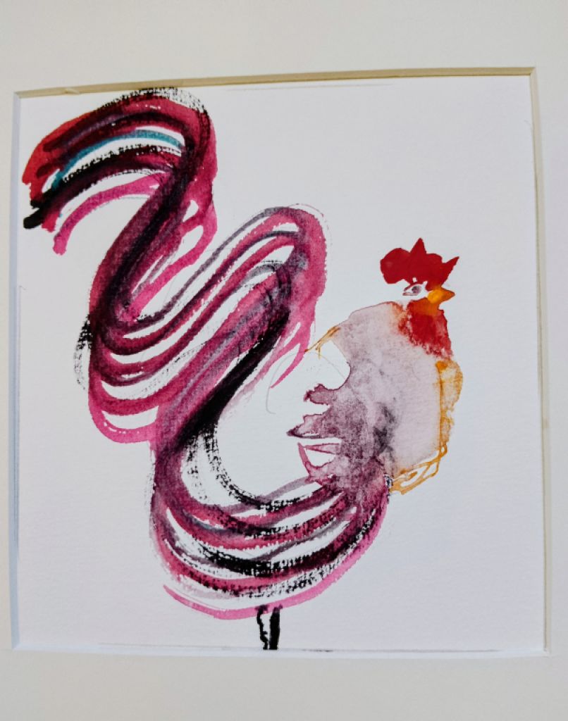 Watercolor of a rooster