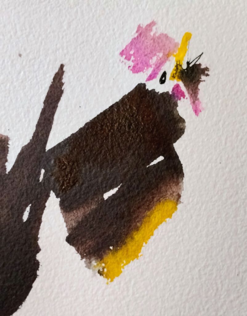 Rooster watercolor on paper