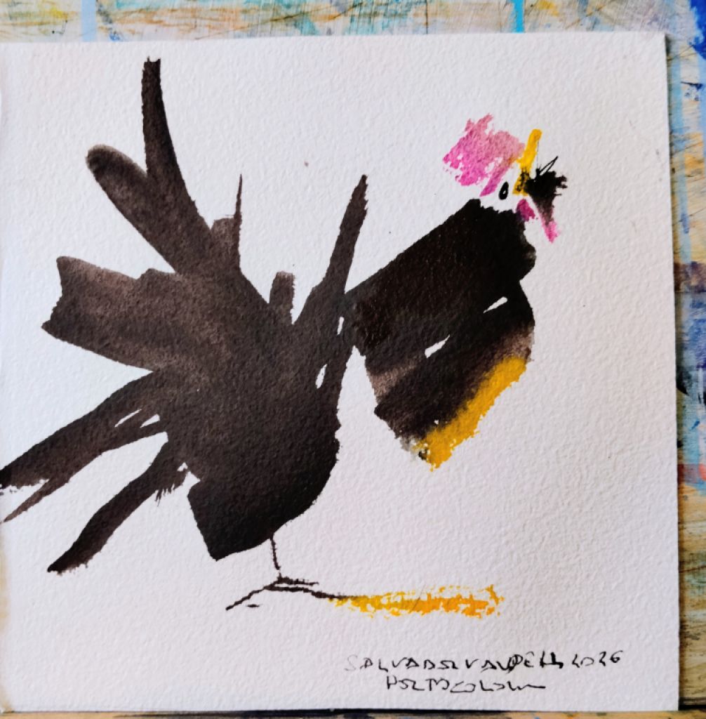 Rooster watercolor on paper