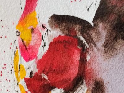 Rooster watercolor on paper