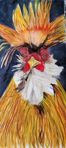 Aquarell in Gelb- und Rottönen