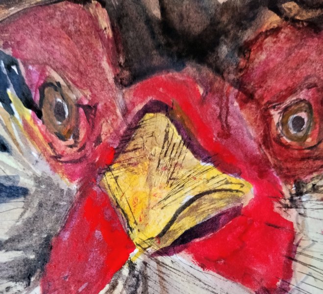 Aquarell in Gelb- und Rottönen