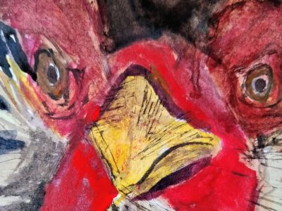 Aquarell in Gelb- und Rottönen