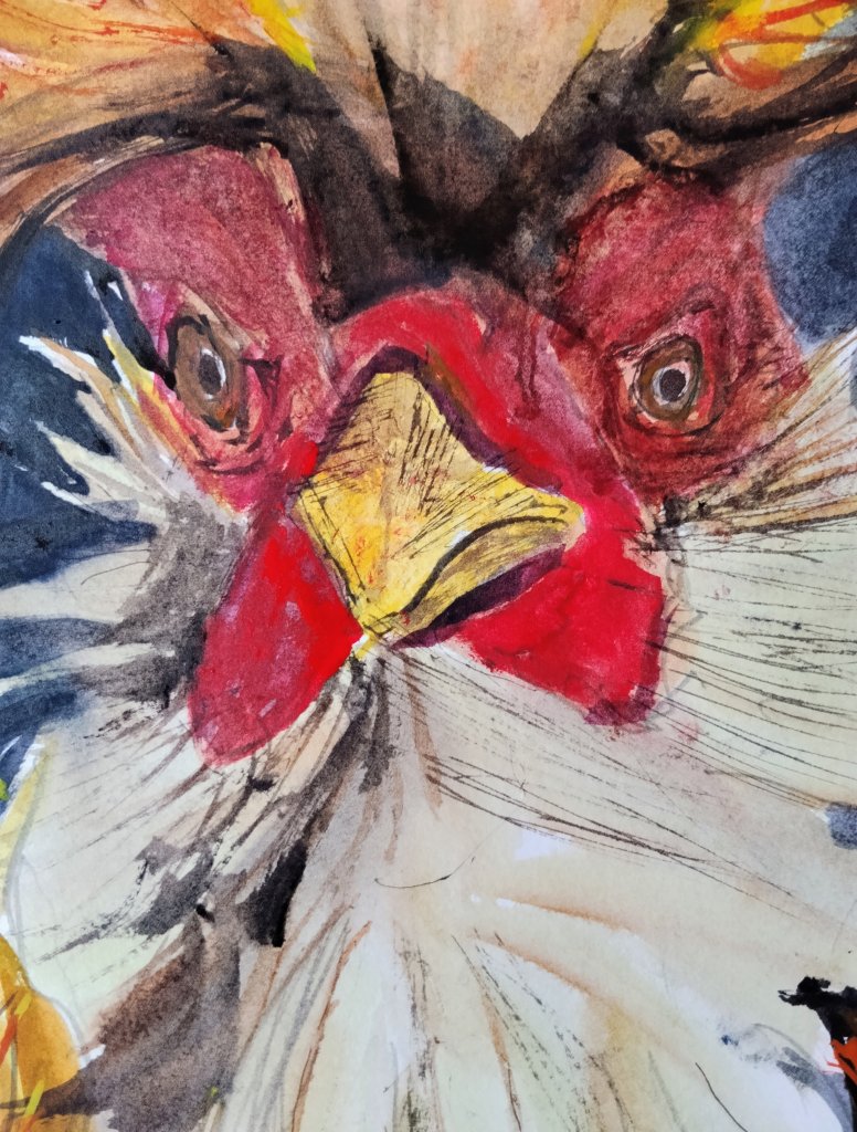 Aquarell in Gelb- und Rottönen
