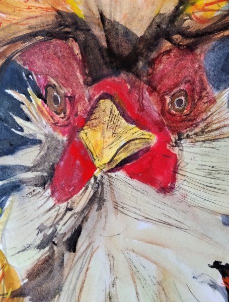 Aquarell in Gelb- und Rottönen