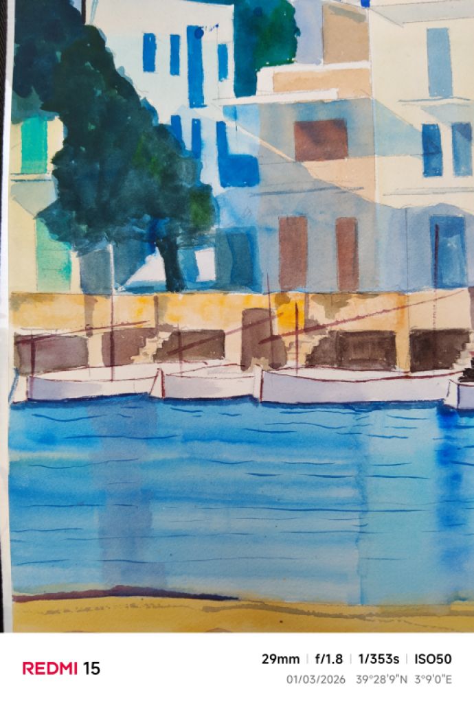 Aquarell Landschaft von Portocolom es riveto