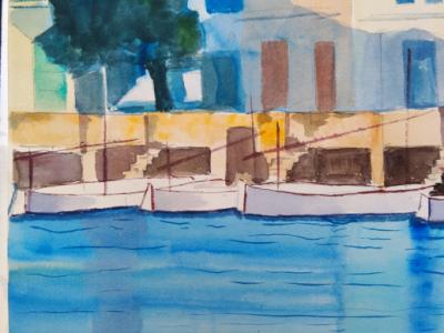 Aquarell Landschaft von Portocolom es riveto