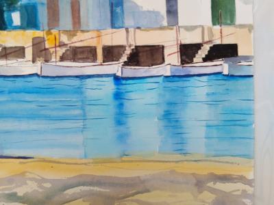 Aquarell Landschaft von Portocolom es riveto