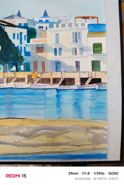 Aquarell Landschaft von Portocolom es riveto