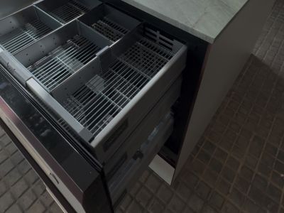 Expositor Cocina Exterior Premium con Parrilla, Fregadero y Nevera aprox. 120 x 120 x 90 cm