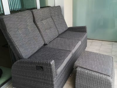 Balkonmöbel Sitzbank Sessel dunkelgrau