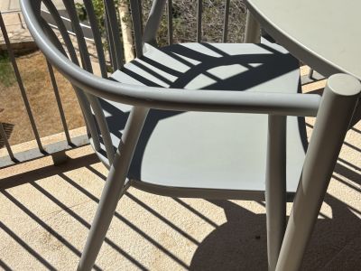 Balcony Furniture - Round Table and 2 Chairs - SKLUM Table ELTON + 2 IVOR Chairs Green/Khaki