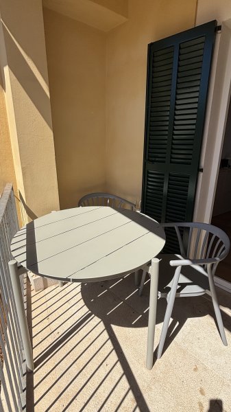 Balcony Furniture - Round Table and 2 Chairs - SKLUM Table ELTON + 2 IVOR Chairs Green/Khaki