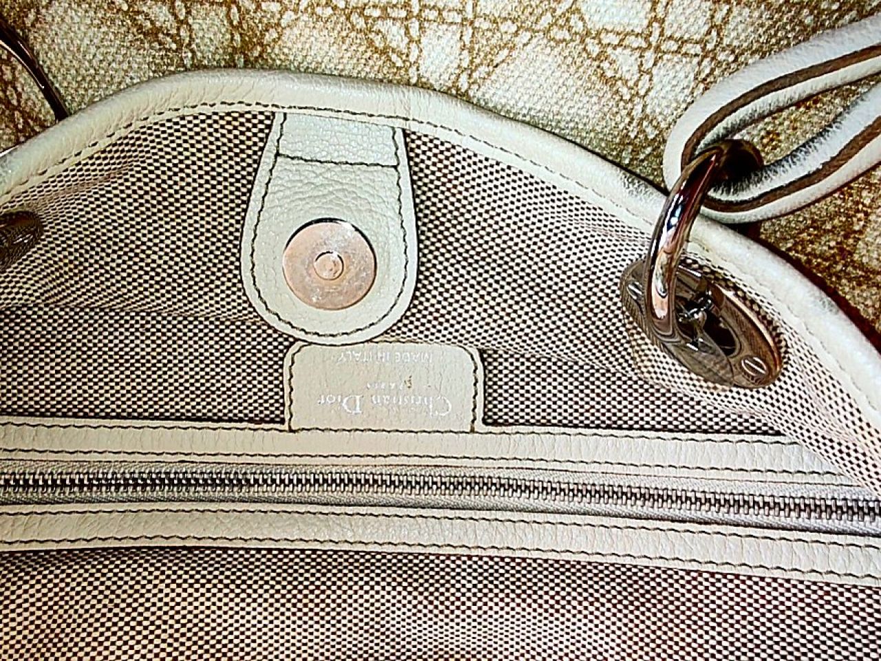 Beige Cannage Canvas-Einkaufstasche von Christian Dior