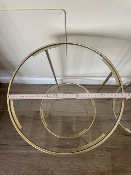 Beistelltisch, Aluminium, vergoldet mit Glasplatte