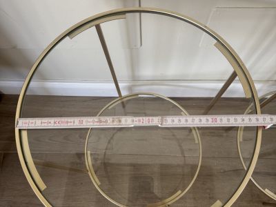 Beistelltisch, Aluminium, vergoldet mit Glasplatte