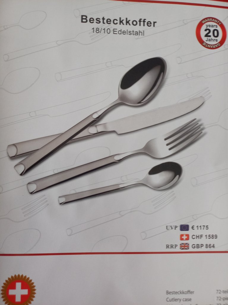 Besteckkoffer, Schweizer Qualität, 72 teilig, nagelneu
