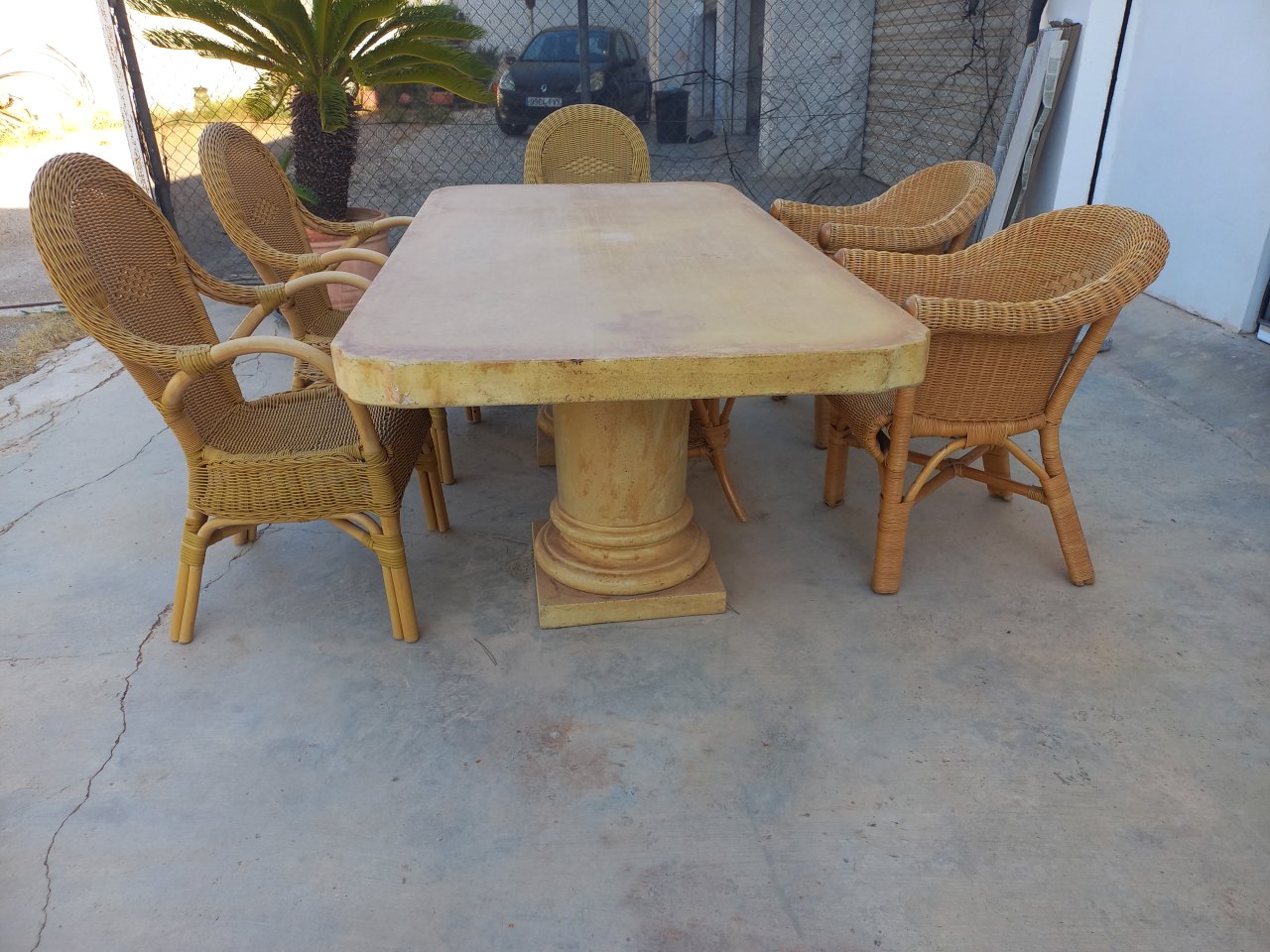 Concrete table beige 2 m x 1 m, height 73 cm, top 8 cm thick