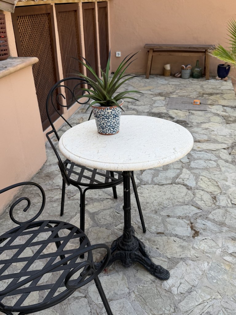 Tablero de mesa bistró de mármol, beige, 60 cm de diámetro