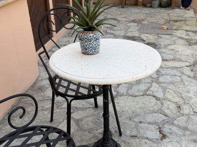 Bistro-Tischplatte aus Marmor, beige, 60 cm Durchmesser
