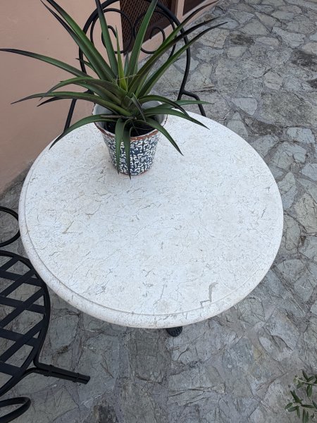 Bistro-Tischplatte aus Marmor, beige, 60 cm Durchmesser