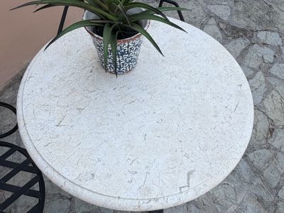 Bistro-Tischplatte aus Marmor, beige, 60 cm Durchmesser