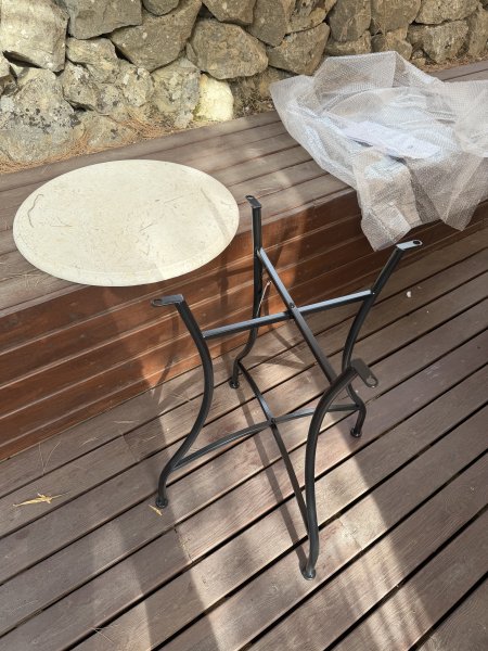 Bistro-Tischplatte aus Marmor, beige, 60 cm Durchmesser