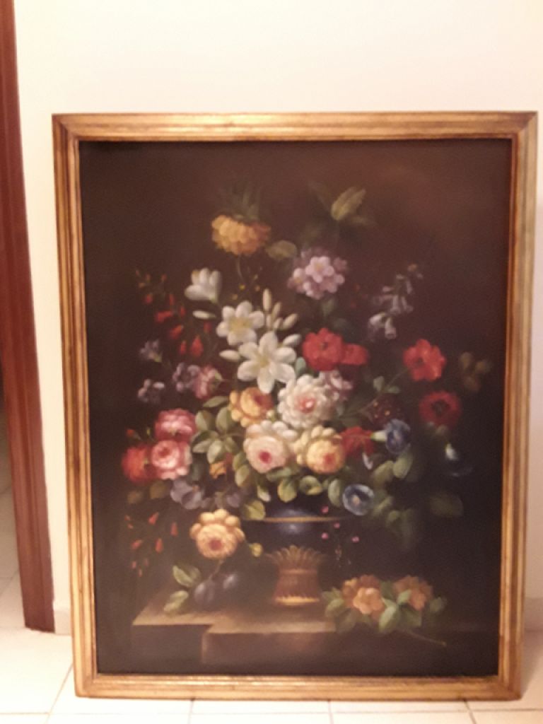 Flower picture large with golden frame