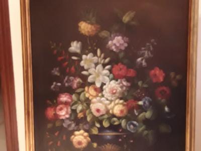 Flower picture large with golden frame