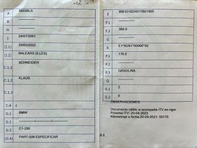 BMW C1 200  Year 2001  ITV until 08/2028