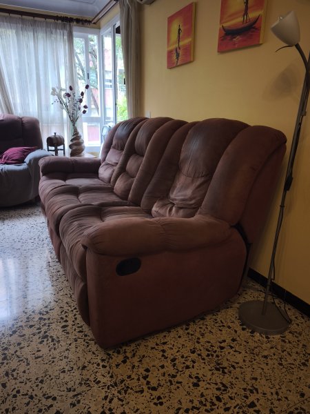 Braunes 3-Sitzer Relax-Sofa