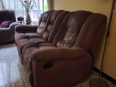Braunes 3-Sitzer Relax-Sofa