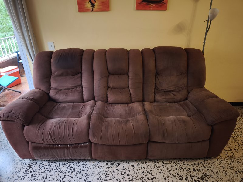 Braunes 3-Sitzer Relax-Sofa