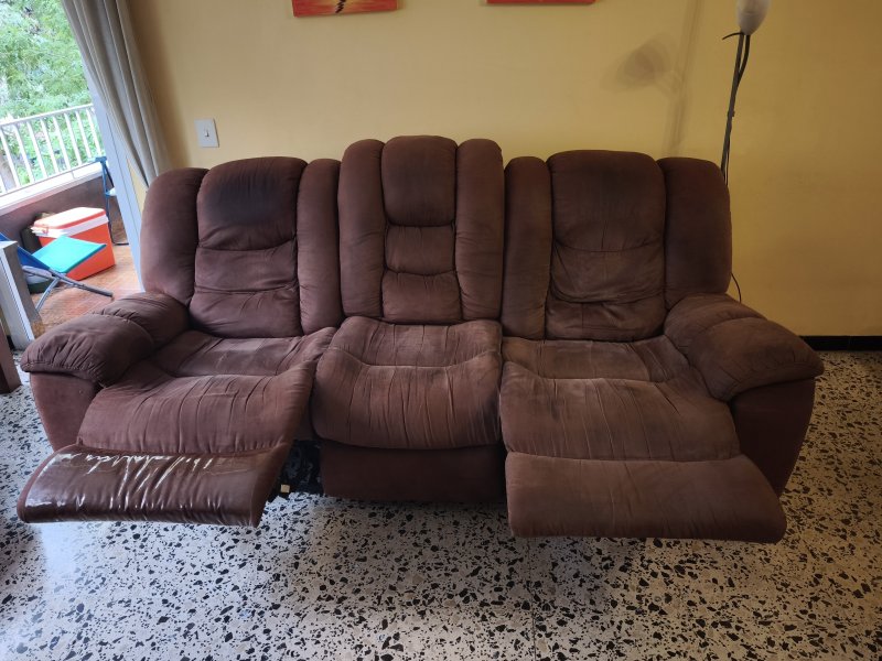 Braunes 3-Sitzer Relax-Sofa