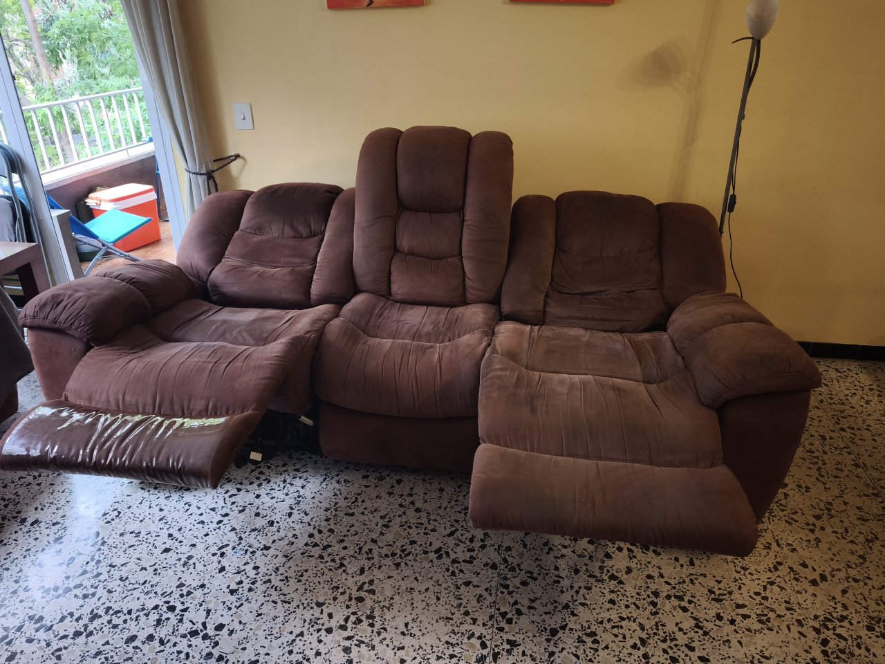 Braunes 3-Sitzer Relax-Sofa