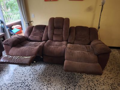 Braunes 3-Sitzer Relax-Sofa