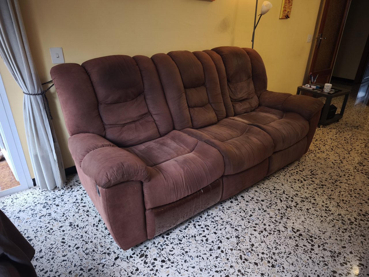 Braunes 3-Sitzer Relax-Sofa