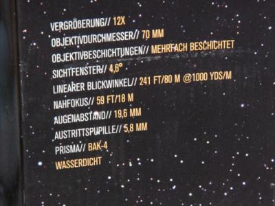 CELESTRON Fernglas "Cometron" 12x70, Sehfeld 4,6 Grad, Gewicht ca. 1,4 kg, brillenträgergeeignet