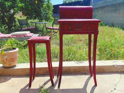 China Kommode rot Schränckchen & Beistelltisch Hocker