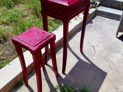 China Kommode rot Schränckchen & Beistelltisch Hocker