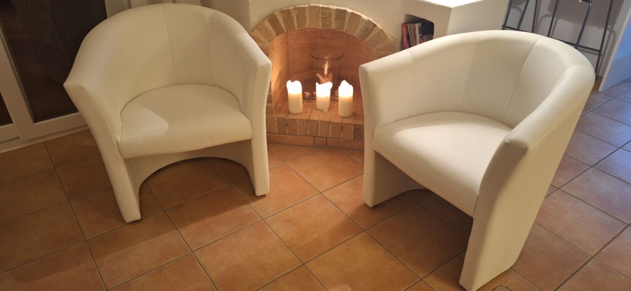 Cocktailsessel weiss Kunstleder